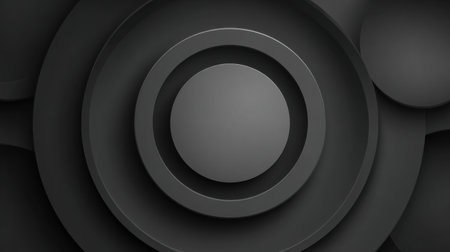 Captivating abstract circular patterns in black and gray, perfect for modern design projects, backgrounds, and artistic creations. Ideal for various creative needs.の素材