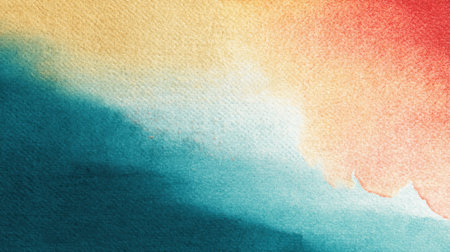 A vibrant watercolor background showcasing a blend of colors ranging from red to blue, perfect for artistic projects, invitations, or modern dの素材