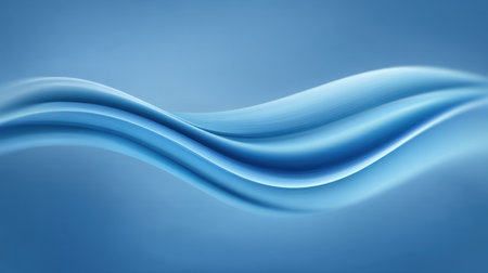 This image features soft, flowing blue waves with smooth gradients, creating a tranquil and serene atmosphere. Ideal for various design projects and backgrounds.の素材