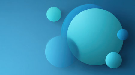 A serene abstract background showcasing soft blue spheres and circular shapes, perfect for enhancing websites, presentations, and creative design projects.の素材