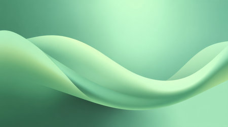 A serene composition of soft green waves gently flowing, evoking a sense of tranquility and modern elegance, ideal for various design applications and backgrounds.の素材