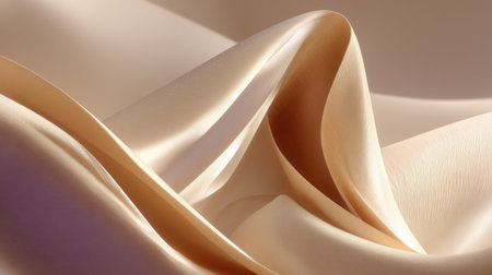 Captivating image of soft flowing satin fabric with gentle curves in warm beige tones, ideal for fashion photography, elegant backgrounds, and stylish design projects.の素材