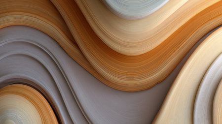 This abstract image features smooth curves in warm beige and brown tones, creating an organic flow that adds depth and elegance to various creative projects.の素材