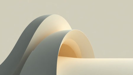 This abstract composition features flowing curves and soft shadows, blending elegant lines in minimalistic tones, perfect for artistic inspiration and design projects.の素材