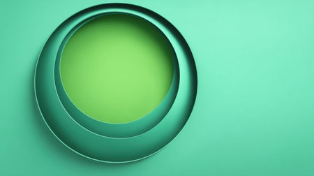 A soothing abstract image featuring circular layers in soft green tones. Ideal for modern designs, backgrounds, and creative projects looking for elegance and tranquility.の素材