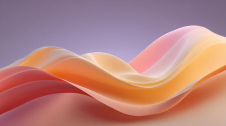 Experience the serene beauty of abstract waves in pastel colors, flowing gracefully to create a calming visual effect, perfect for various design projects.の素材