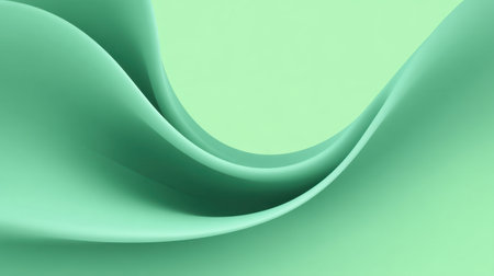 This image showcases a soft flowing mint green abstract fabric texture. The gentle curves create a tranquil and serene atmosphere ideal for creative designs.の素材