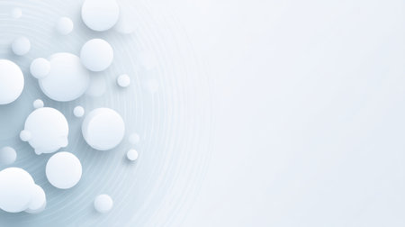 A serene abstract composition featuring white floating circles on a soft blue background. Perfect for modern design projects needing a minimalist aesthetic.の素材