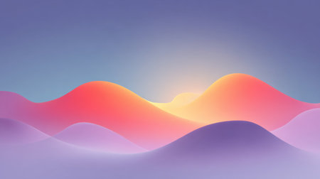 Captivating abstract landscape featuring soft gradients and smooth curves, evoking a sense of tranquility and beauty in pastel hues during sunrise.の素材