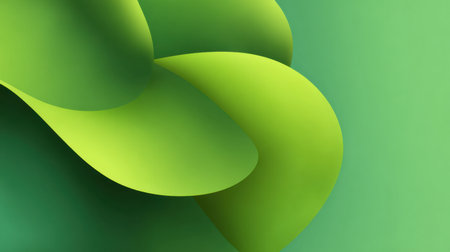 Bright green abstract background featuring smooth curved shapes that evoke a sense of nature and tranquility, ideal for modern design and minimalist projects.の素材