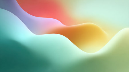 A captivating abstract image featuring soft waves and gentle color gradients, creating a serene and soothing background perfect for digital art and design projects.の素材