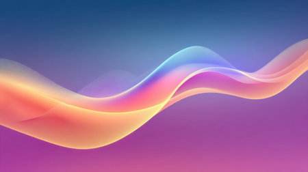 This vibrant and colorful abstract background features flowing waves with smooth gradients, invoking a sense of tranquility perfect for digital and creative projects.の素材