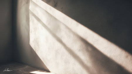 Captivating interplay of light and shadow creates a calming atmosphere in a minimalist interior, showcasing soft textures and warm tones for an inviting space.の素材