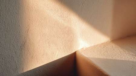 This image showcases the interplay of soft light and texture on wall corners, creating gentle shadows that enhance a serene and artistic interior vibe.の素材