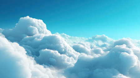 A stunning aerial view of soft, fluffy white clouds floating in a bright blue sky, evoking feelings of peace and tranquility perfect for nature enthusiasts and outdoor lovers.の素材