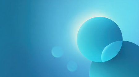 This image features a soft blue gradient background with abstract shapes and subtle light effects, perfect for modern design projects and creative layouts.の素材