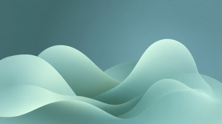 Discover a visually stunning background featuring soft, curved waves in gentle tones of green and blue, perfect for enhancing creative projects and graphic designs.の素材