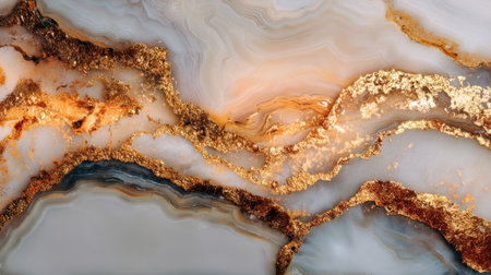 This stunning abstract image features agate stone imbued with elegant gold veins, perfect for design projects seeking luxurious natural textures and colors.の素材