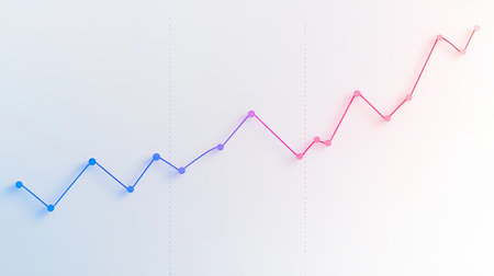 A clean and minimal economic chart with an upward trend, business concept, isolated on a white background, copy space.の素材