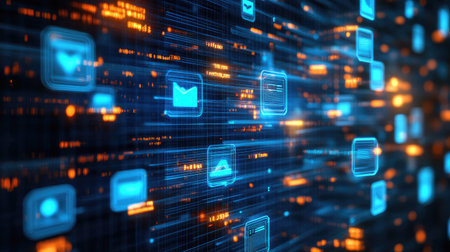 A digital workspace featuring a virtual customer support chat interface with options for text-based interactions and feedback.の素材