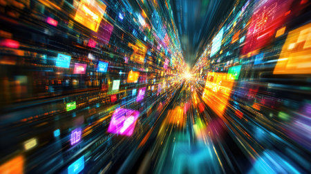 Online advertising strategy with virtual ad displays, social media engagement, and data analytics boosting marketing efforts.の素材