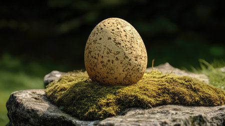 A soft patch of moss where a rolling Easter egg has gently landed, creating a cushiony finish.の素材