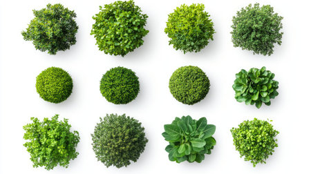 A top-down view of different tree species forming a diverse and sustainable forest ecosystem.の素材