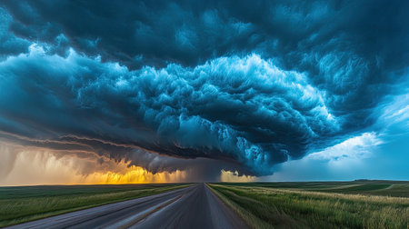 A dark stormy sky with dramatic cloud formations and moody lighting.の素材