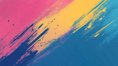 A gradient-colored abstract background with bold brush strokes and empty space for logos or text.の素材
