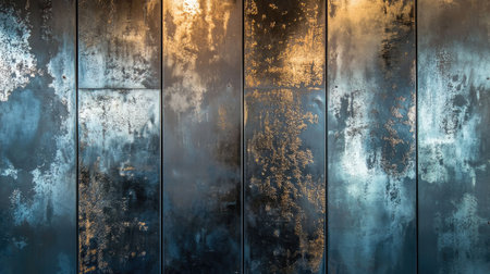 Textured galvanized metal wall with light and dark zinc patterns, providing an industrial aesthetic.の素材