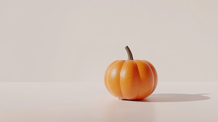 A single pumpkin with subtle lines and orange hues, isolated on a pure white background, symbolizing autumn and harvest timeの素材