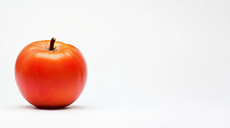 A ripe persimmon fruit with its bright, shiny skin, isolated on white, showcasing the perfect tropical flavorの素材