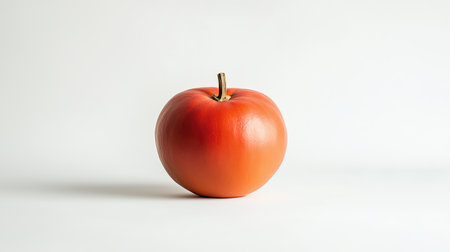 A whole persimmon placed on a white background, emphasizing its rich orange hue and perfect shape for a tropical, healthy vibeの素材