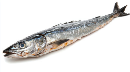 Raw barracuda fillet, isolated on white, showcasing its firm, clean texture and mild flavor perfect for grilling or cevicheの素材