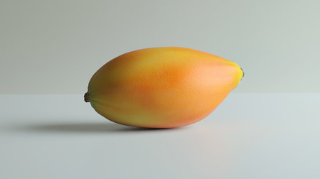 A whole papaya placed on a white surface with its smooth, golden-orange skin glistening, isolated for a clean and vibrant lookの素材