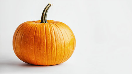 A small pumpkin with a detailed stem, isolated against a white background, offering a simple and elegant fall aestheticの素材