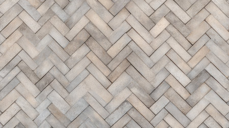 Flat lay of decorative concrete tiles with a weathered look, arranged in a structured pattern for urban design themes.の素材