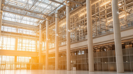 Blueprint details with a precision drafting ruler and sketching instruments arranged on a neutral surface.の素材