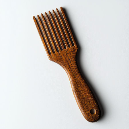 A comb with wide teeth for thick hair, isolated on a white background to highlight its features.の素材