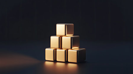 A conceptual image of golden bars stacked neatly, symbolizing wealth accumulation and investment security.の素材