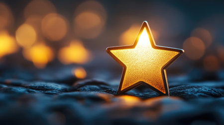 A single shining star among many, representing outstanding success and leadership.の素材