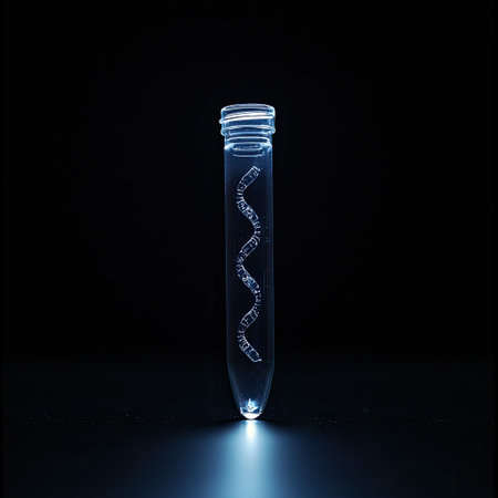 A small test tube vial with a screw cap, DNA sample storage.の素材