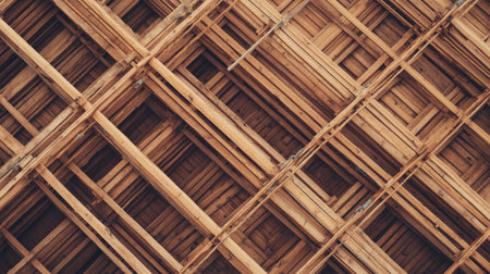 Top view of industrial scaffolding supports arranged in a structural pattern.の素材
