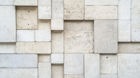 Top view of concrete paving blocks arranged in a geometric pattern, displaying urban construction design.の素材