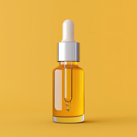 A facial serum bottle with a dropper cap, hydration and skincare concept.の素材