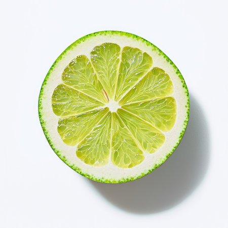 A pomelo segment cut and isolated on a white background, showcasing its rich, juicy texture.の素材