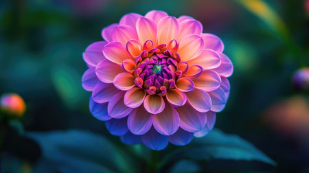 A close-up of a vibrant flower in full bloom with soft sunlight illuminating its petals.の素材