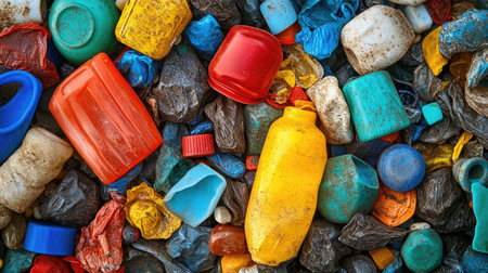 A clean view of recycled plastic pellets, scattered across a surface, showcasing an eco-friendly material.の素材