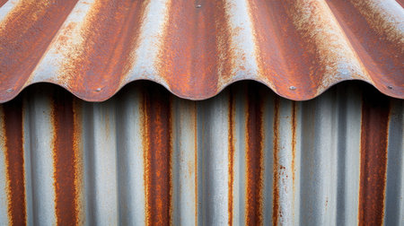 A detailed shot of rust on sheet metal, highlighting deep orange and brown hues of corrosion.の素材