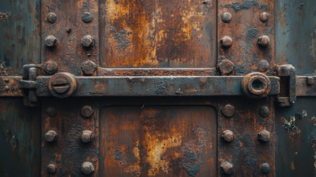 A shot of a steel box with vivid rust patterns, showcasing the effects of exposure to weathering elements.の素材